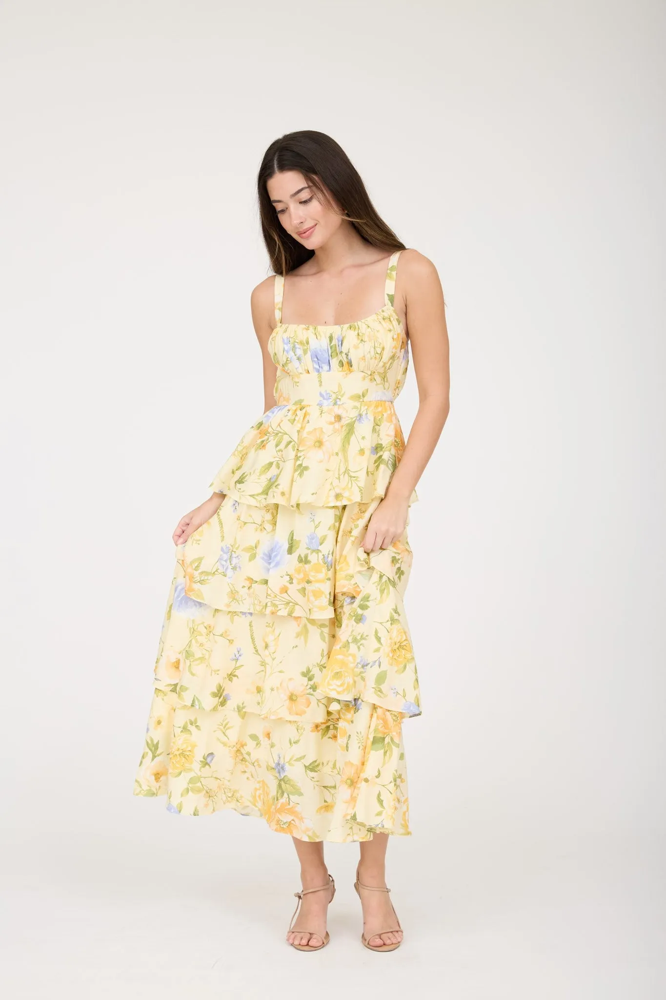 Wildflower Tiered Dream Midi Dress sold by Brightside Boutique product image thumbnail 5