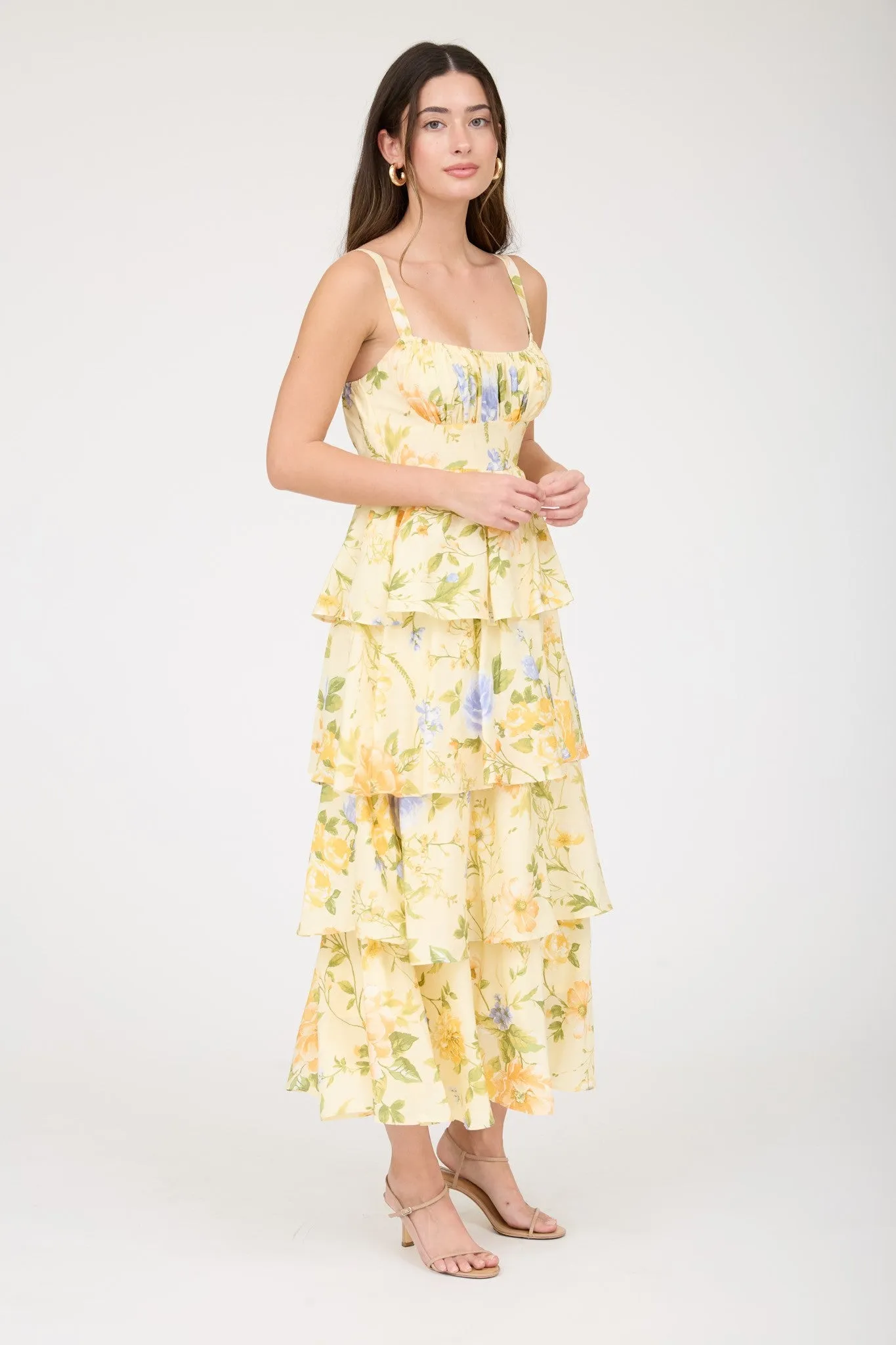 Wildflower Tiered Dream Midi Dress sold by Brightside Boutique product image thumbnail 2