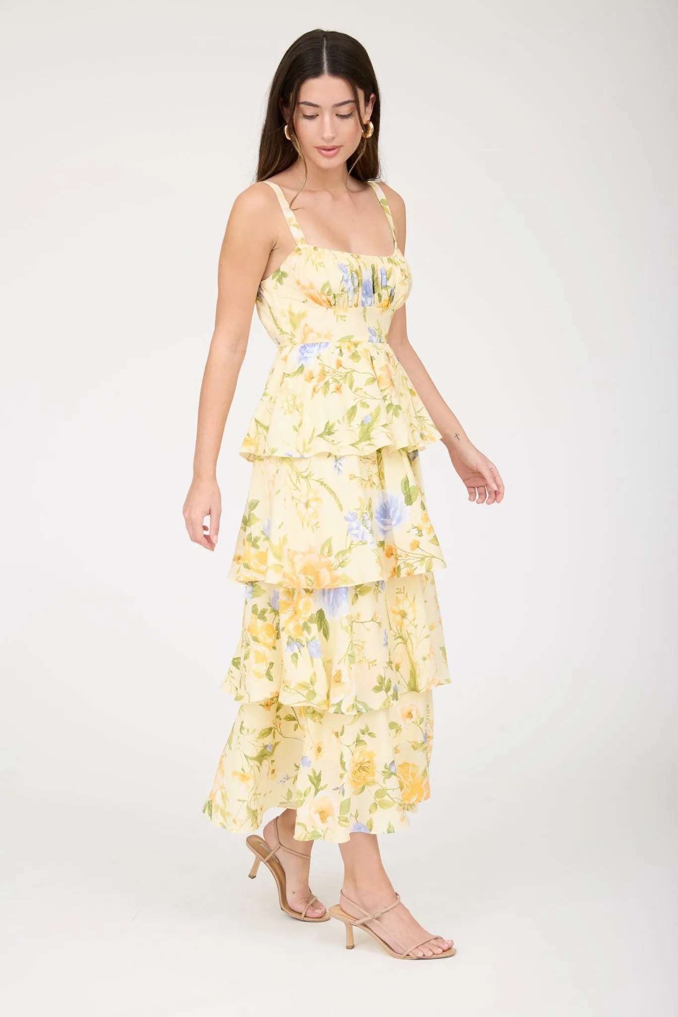 Wildflower Tiered Dream Midi Dress sold by Brightside Boutique product image thumbnail 4