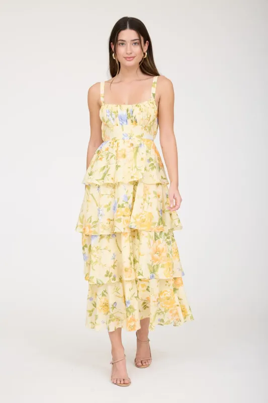 Wildflower Tiered Dream Midi Dress made by Blu Pepper