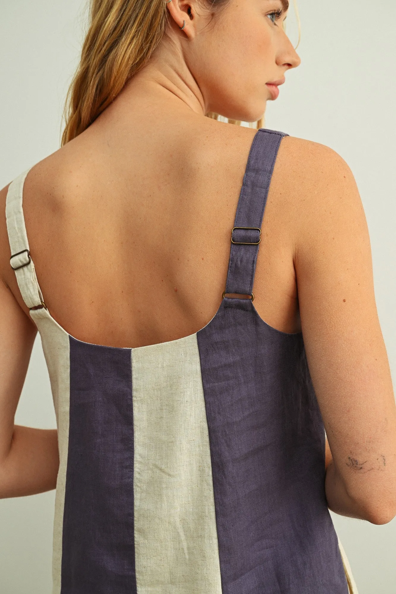 Coastal Contrast Linen Mini Dress sold by Brightside Boutique product image thumbnail 5