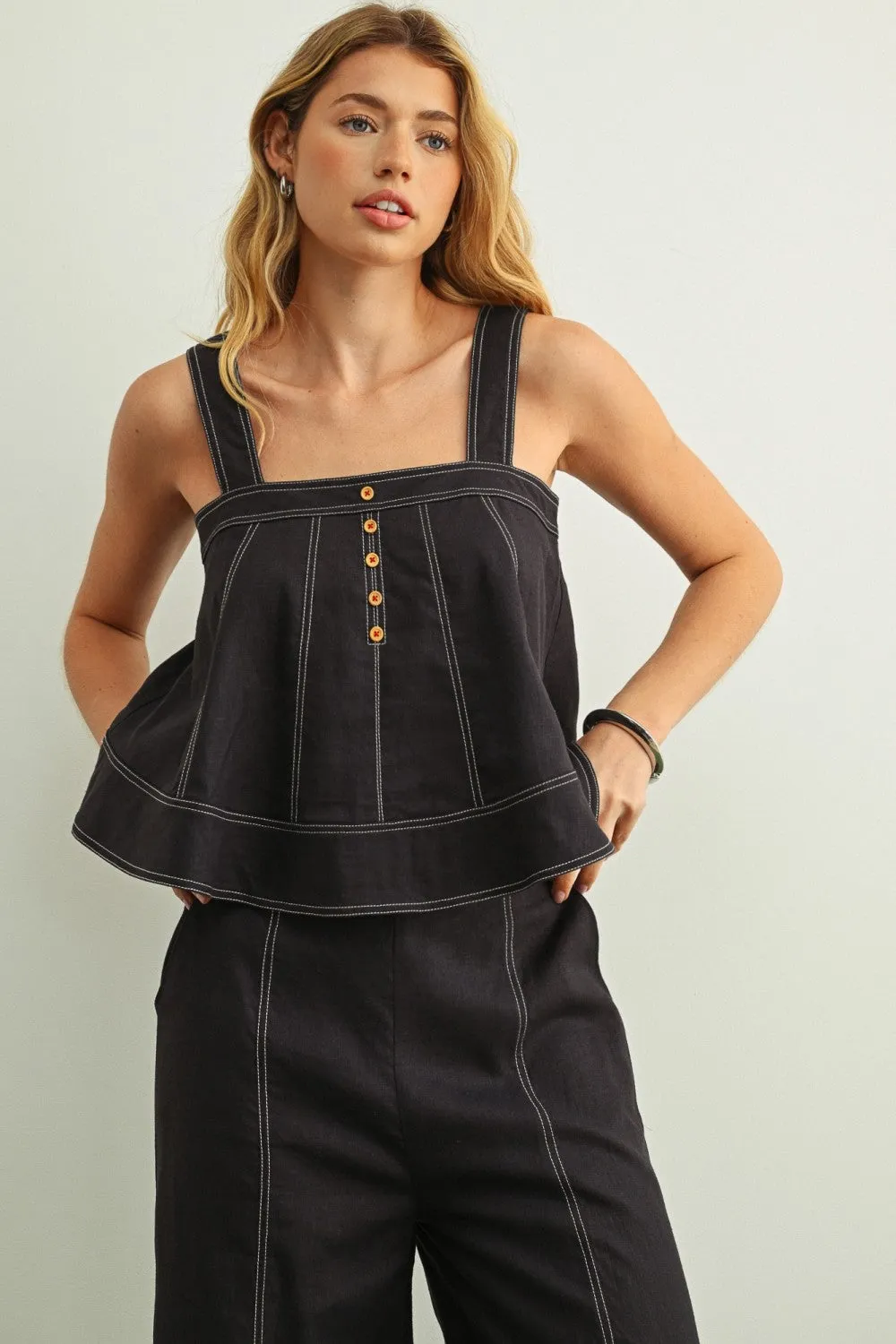 The Drift Linen Tank Top sold by Brightside Boutique
