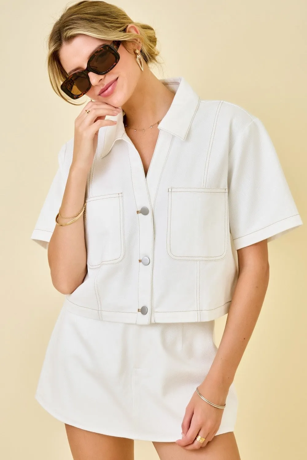 Dockside Denim Crop Jacket sold by Brightside Boutique product image thumbnail 2