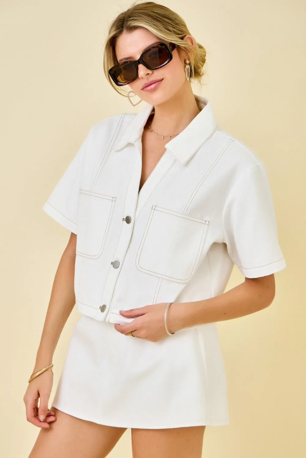 Dockside Denim Crop Jacket sold by Brightside Boutique product image thumbnail 5