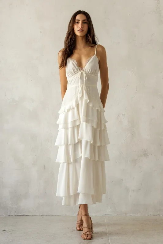Soft Whisper Tiered Midi Dress made by Storia