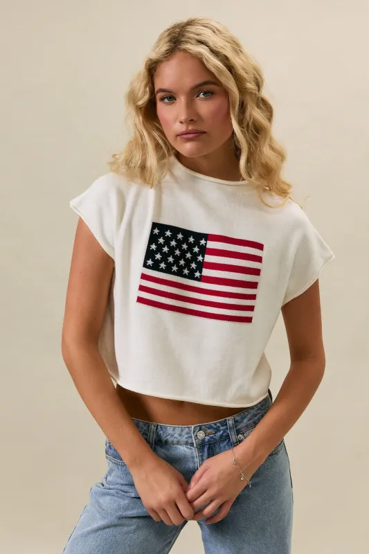 Stars & Stripes Mock Neck Sweater made by Le Lis