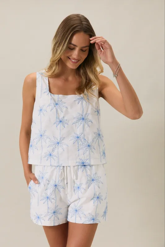 Palm Tree Paradise Embroidered Top made by Sunday Edition