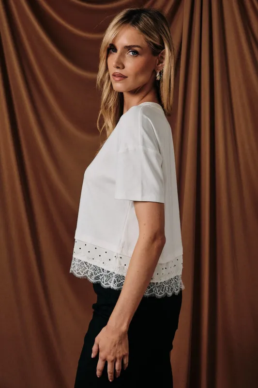 Vintage Lace Trim Polka Dot Top made by Le Lis