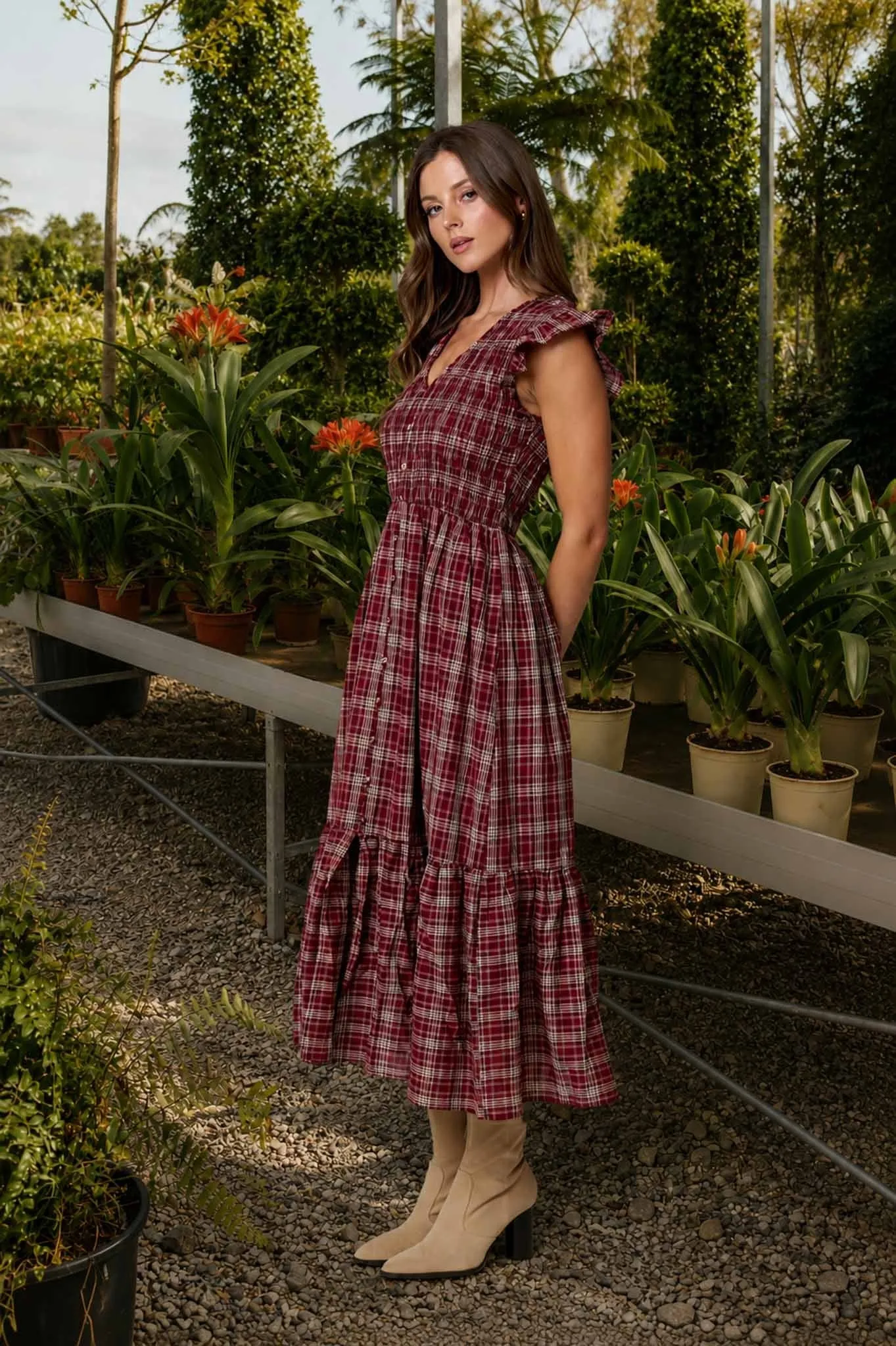 The Scarlett Midi Dress sold by Brightside Boutique
