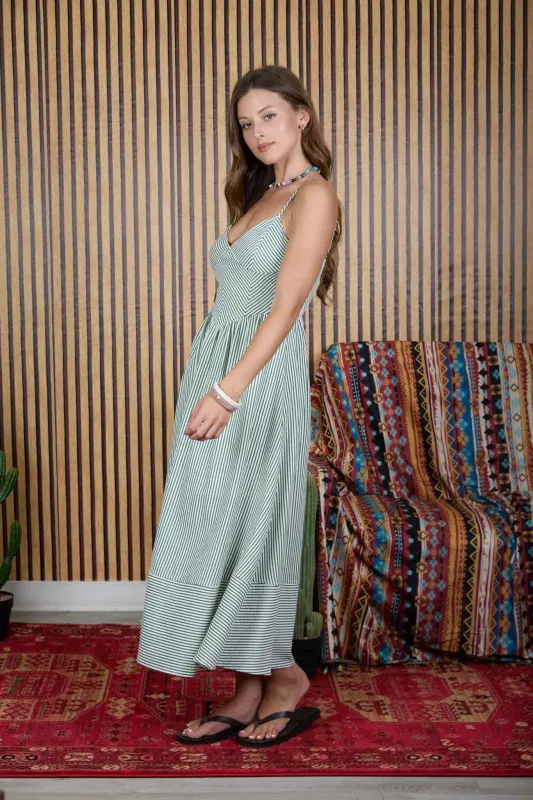 Postcard Stripe Midi Dress made by Blu Pepper