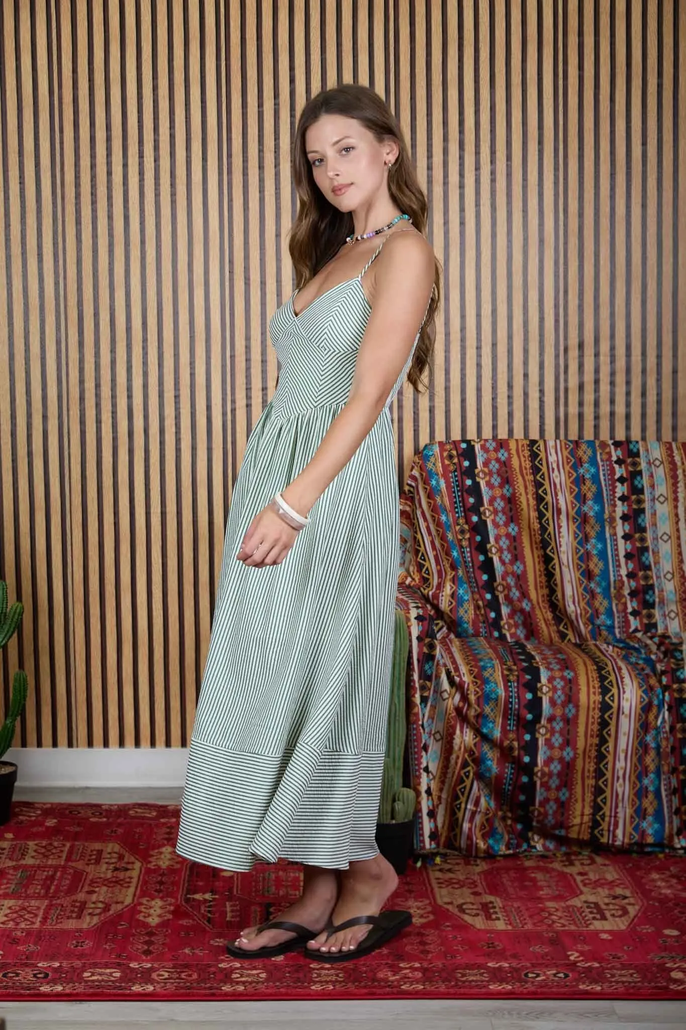Postcard Stripe Midi Dress sold by Brightside Boutique
