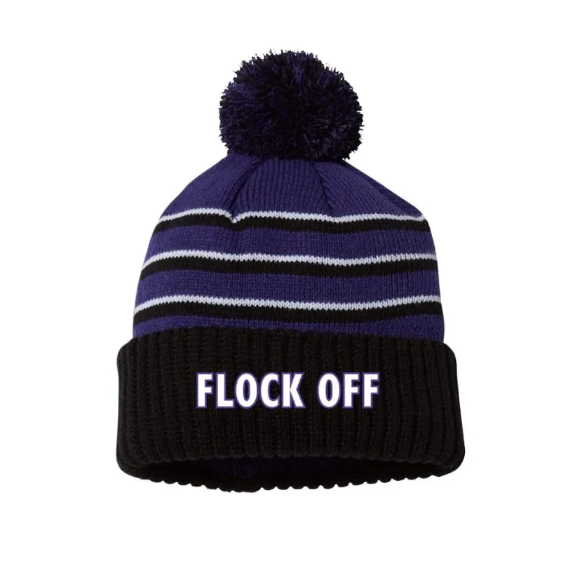Brightisde the Label Flock Off Stripe Pom Beanie sold by Brightside Boutique product image thumbnail 2