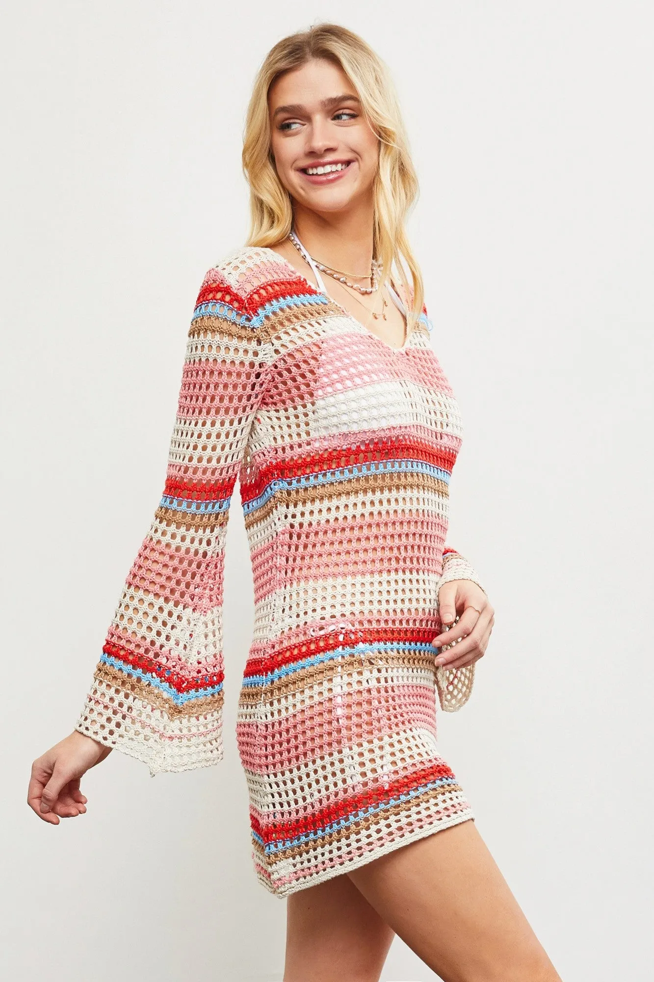 Charlotte Crochet Striped Mini Dress sold by Brightside Boutique product image thumbnail 4
