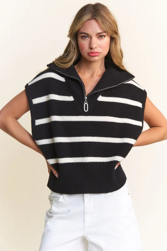 Luna Striped Sweater Vest sold by Brightside Boutique