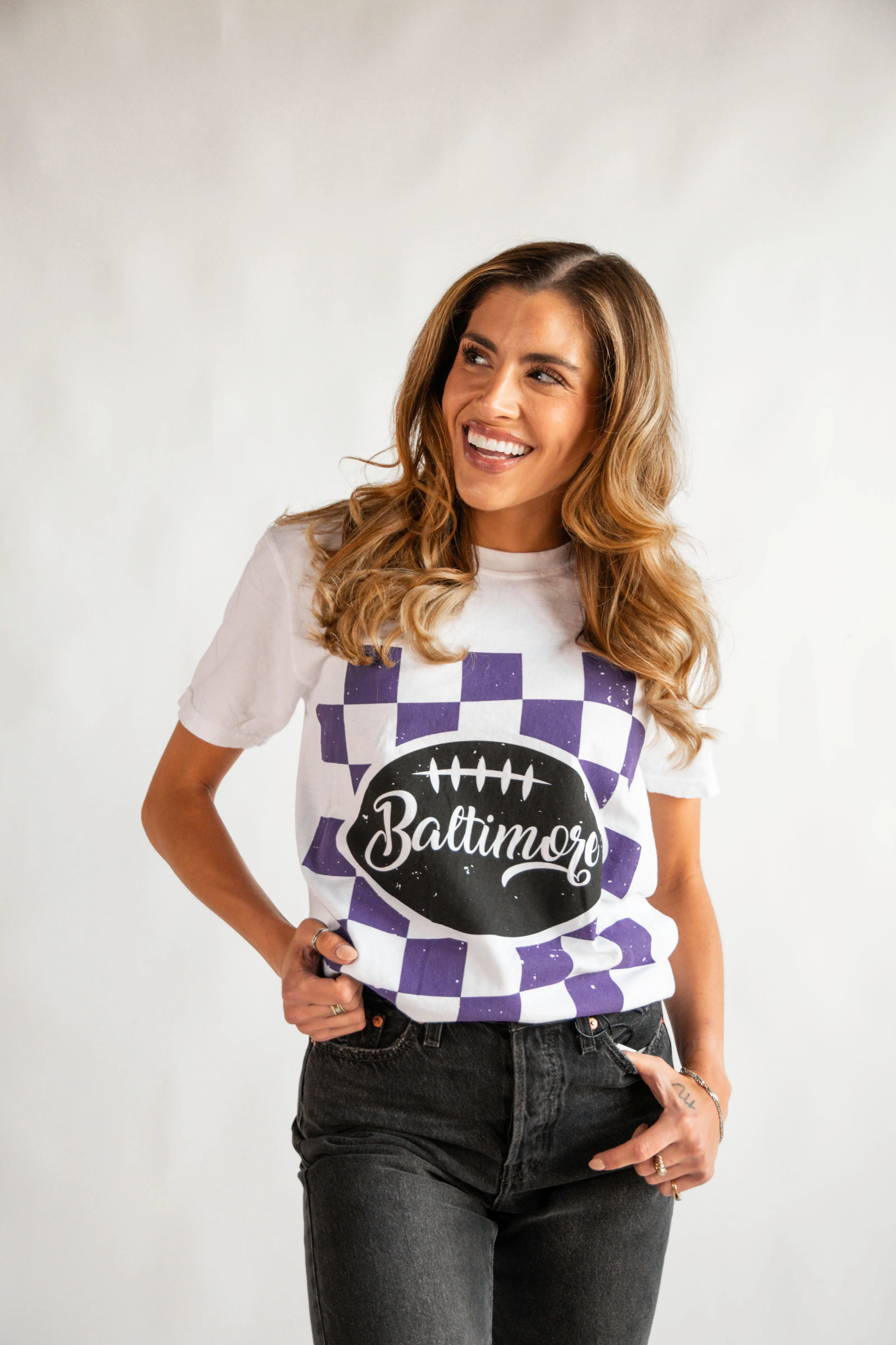 Baltimore Checkered Flag Tee By Brightside sold by Brightside Boutique