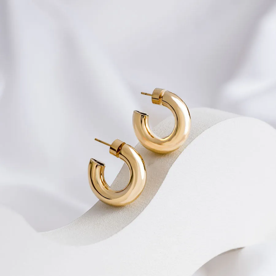 Hailey Petite Hoop 11mm Gold Earrings sold by Wanderlust and Co
