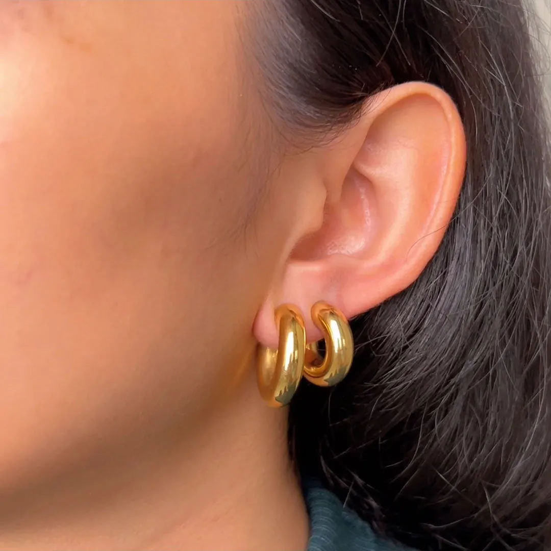 Hailey Petite Hoop 11mm Gold Earrings sold by Wanderlust and Co product image thumbnail 3