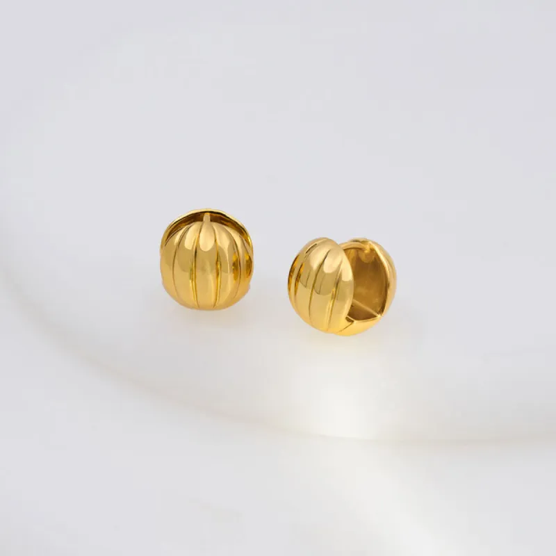 Dome Ripple Gold 11mm Earrings sold by Wanderlust and Co