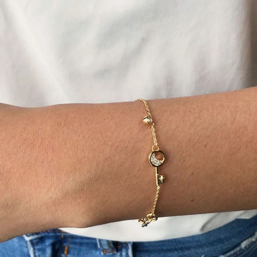 Crescent Key Gold Bracelet sold by Wanderlust and Co product image thumbnail 3