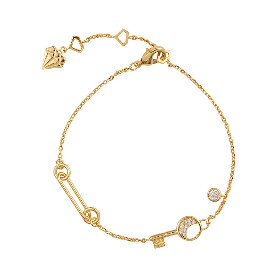 Crescent Key Gold Bracelet sold by Wanderlust and Co product image thumbnail 5