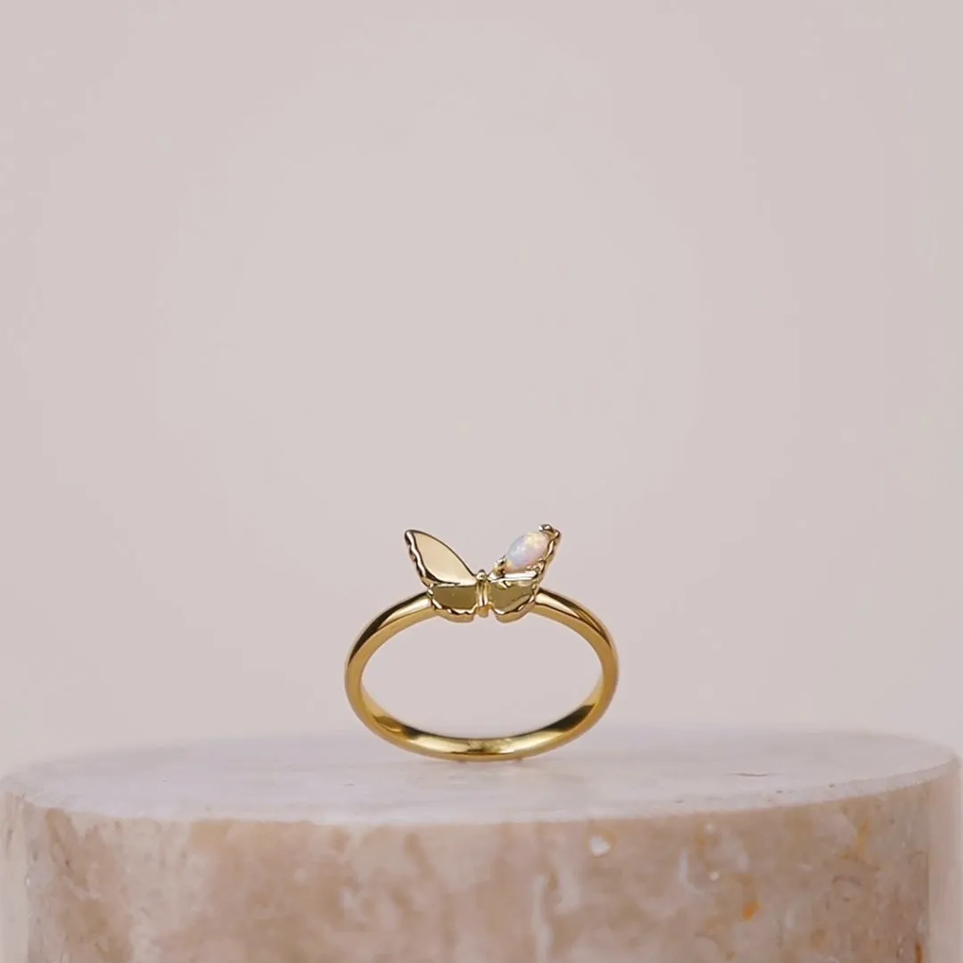 Butterfly Opal Gold Ring sold by Wanderlust and Co product image thumbnail 3