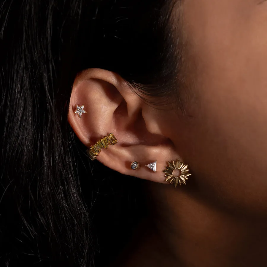 Triangle Diamante 14K Solid Gold Front Earring Stud sold by Wanderlust and Co product image thumbnail 2