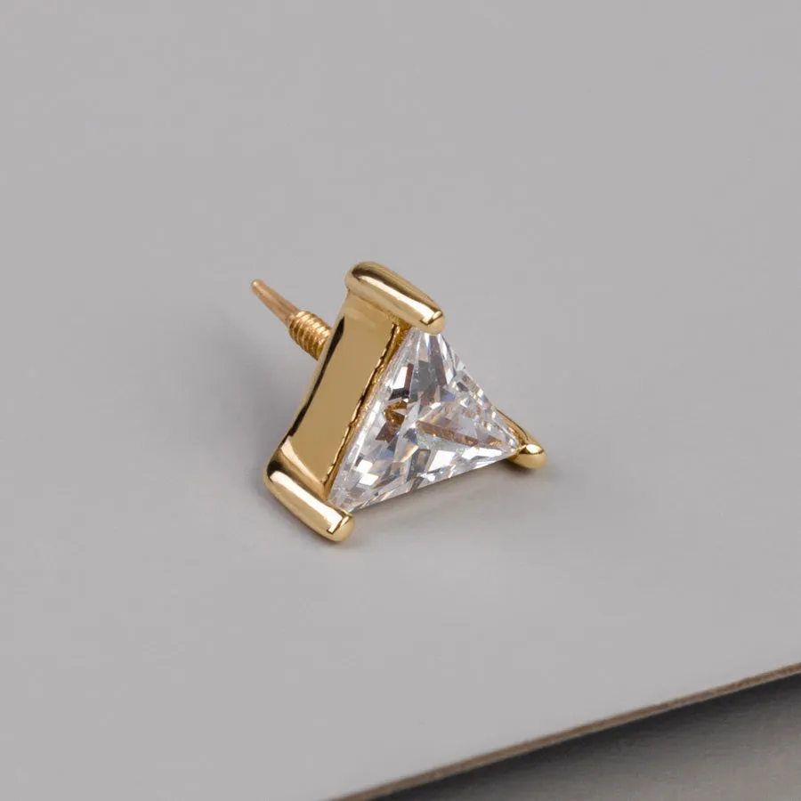 Triangle Diamante 14K Solid Gold Front Earring Stud sold by Wanderlust and Co