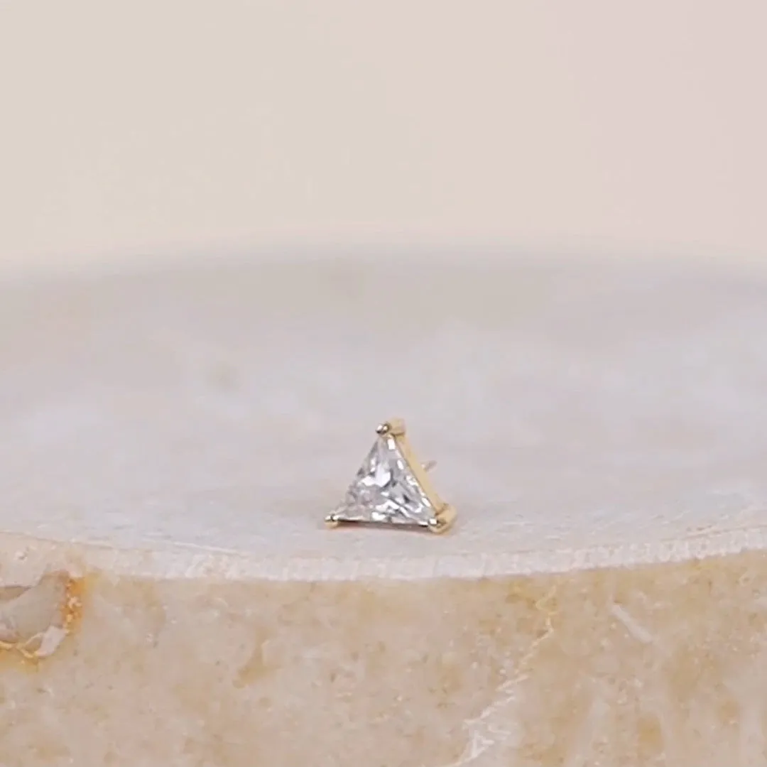Triangle Diamante 14K Solid Gold Front Earring Stud sold by Wanderlust and Co product image thumbnail 3