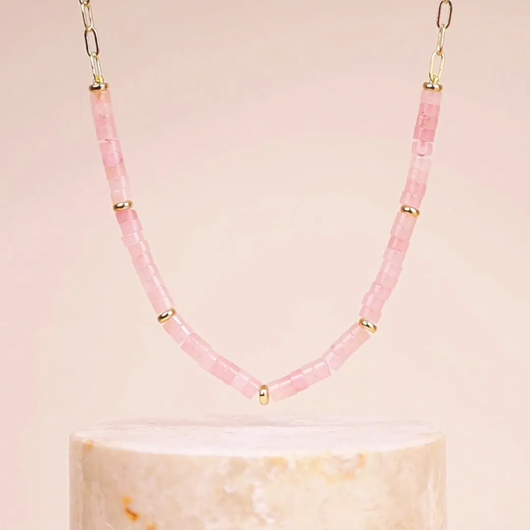 Rose Quartz Blush Gold Necklace sold by Wanderlust and Co product image thumbnail 3