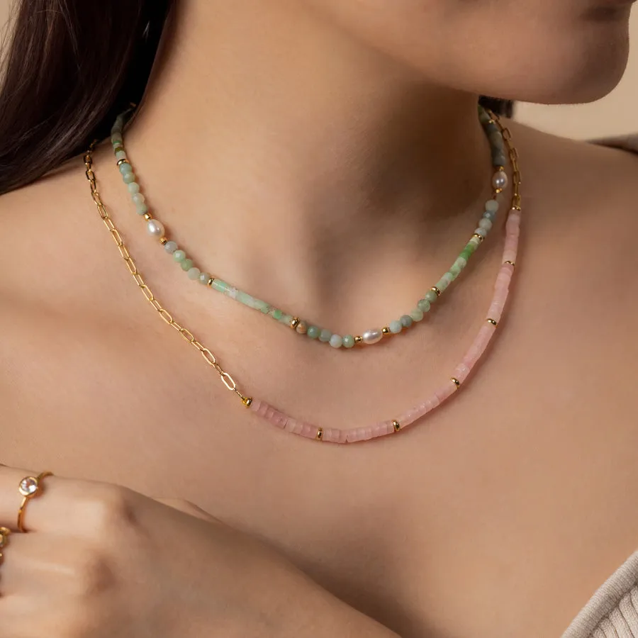 Rose Quartz Blush Gold Necklace sold by Wanderlust and Co product image thumbnail 2