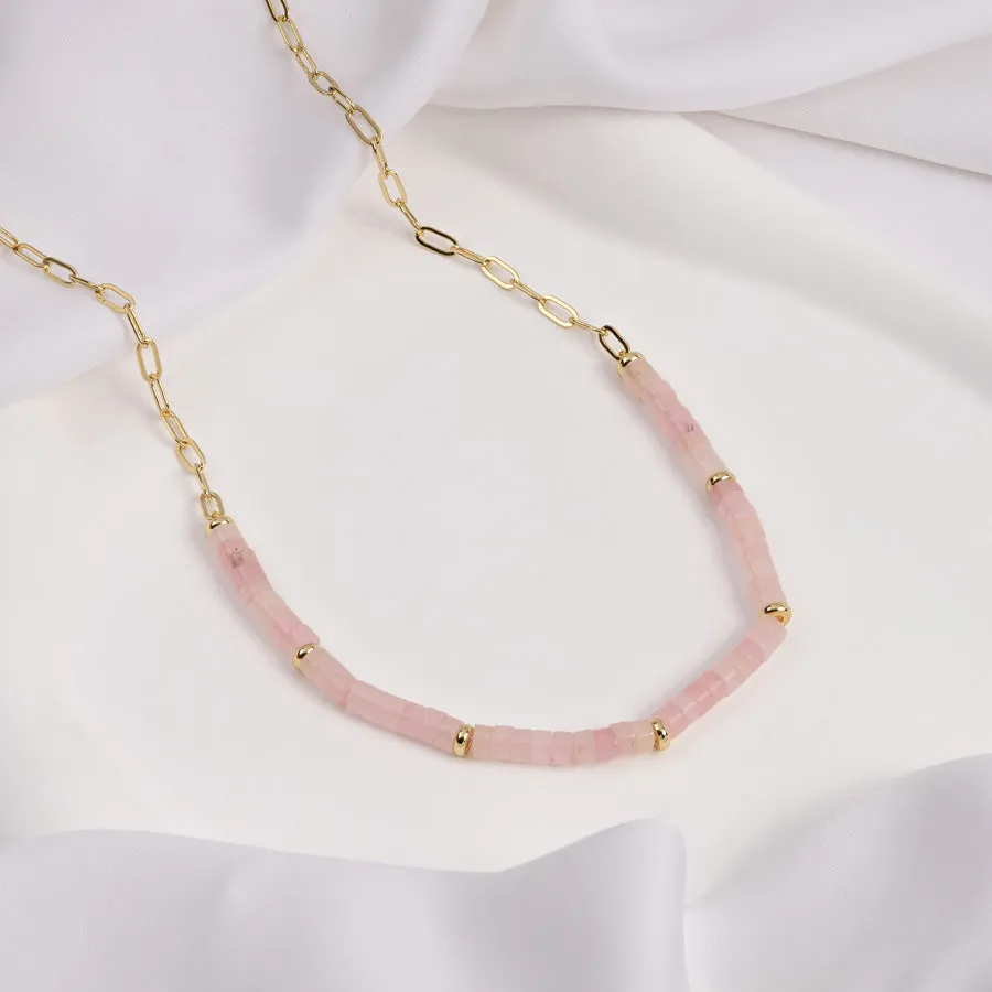 Rose Quartz Blush Gold Necklace sold by Wanderlust and Co