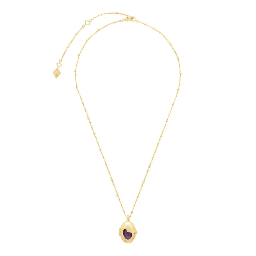 Healing Amethyst Gold Locket Necklace sold by Wanderlust and Co product image thumbnail 4