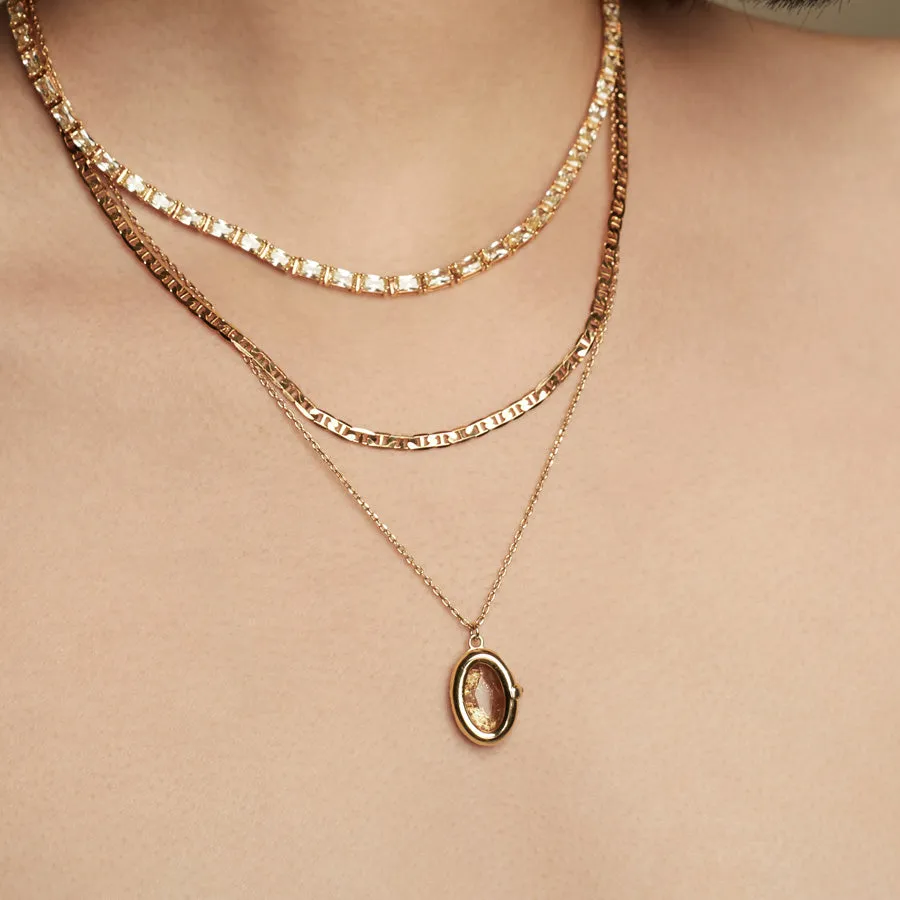 Aura Citrine Quartz Gold Locket Necklace sold by Wanderlust and Co product image thumbnail 2