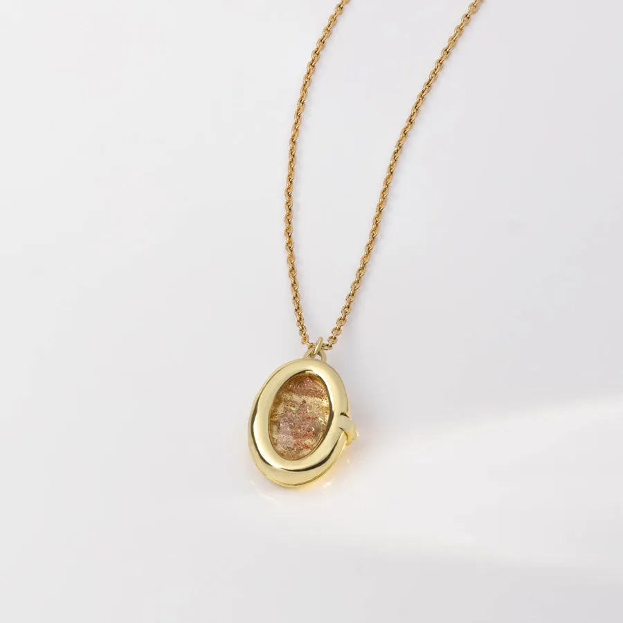 Aura Citrine Quartz Gold Locket Necklace sold by Wanderlust and Co