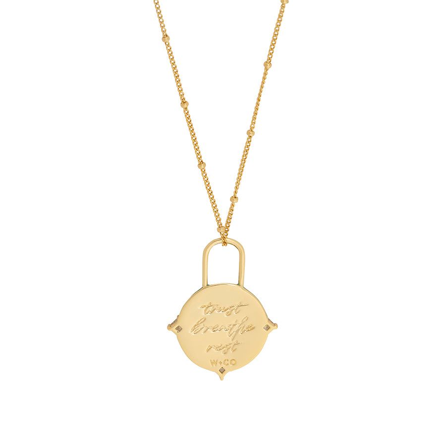 Affirmation Bee Moss & Gold Mantra Necklace sold by Wanderlust and Co product image thumbnail 7
