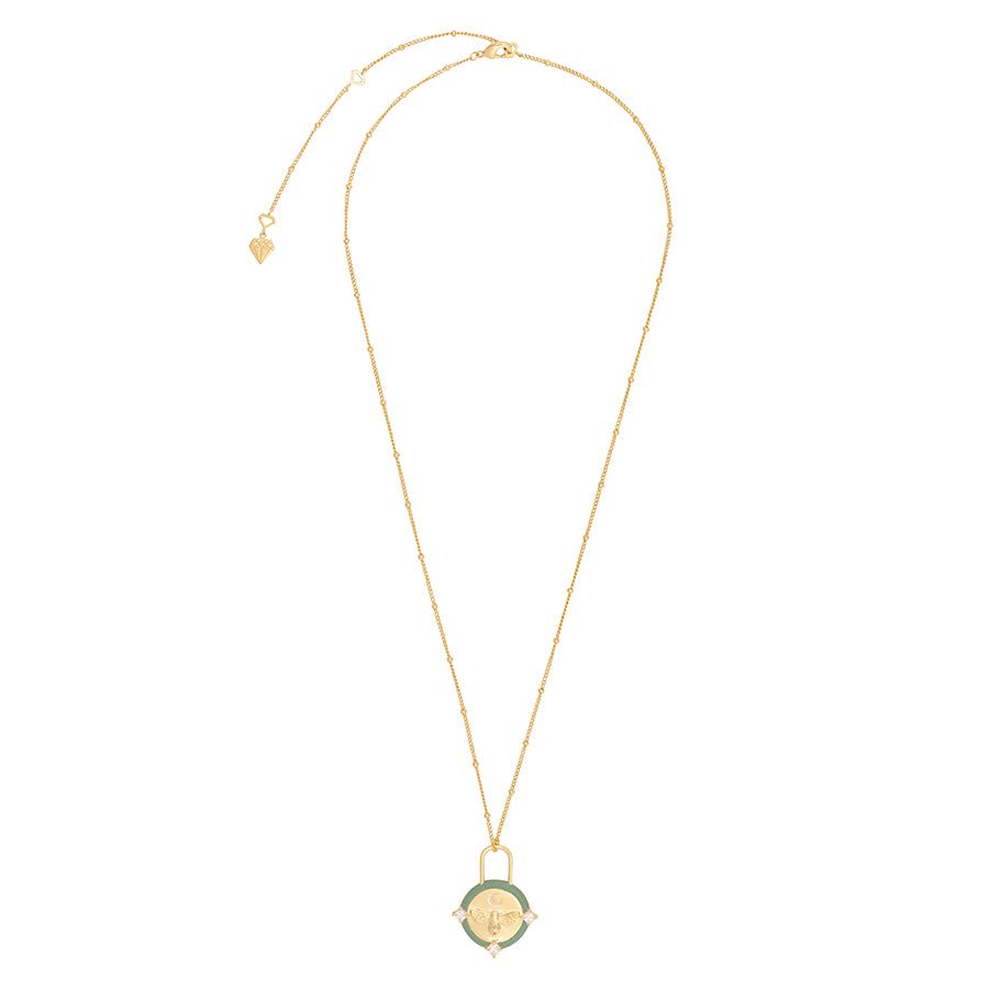 Affirmation Bee Moss & Gold Mantra Necklace sold by Wanderlust and Co product image thumbnail 5