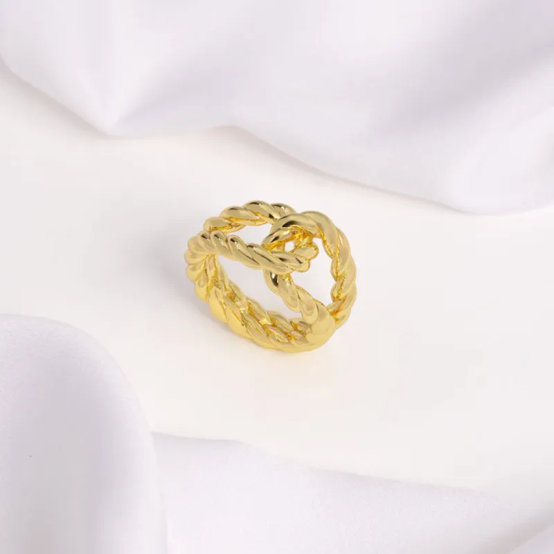 Ribbed Knot Gold Ring sold by Wanderlust and Co