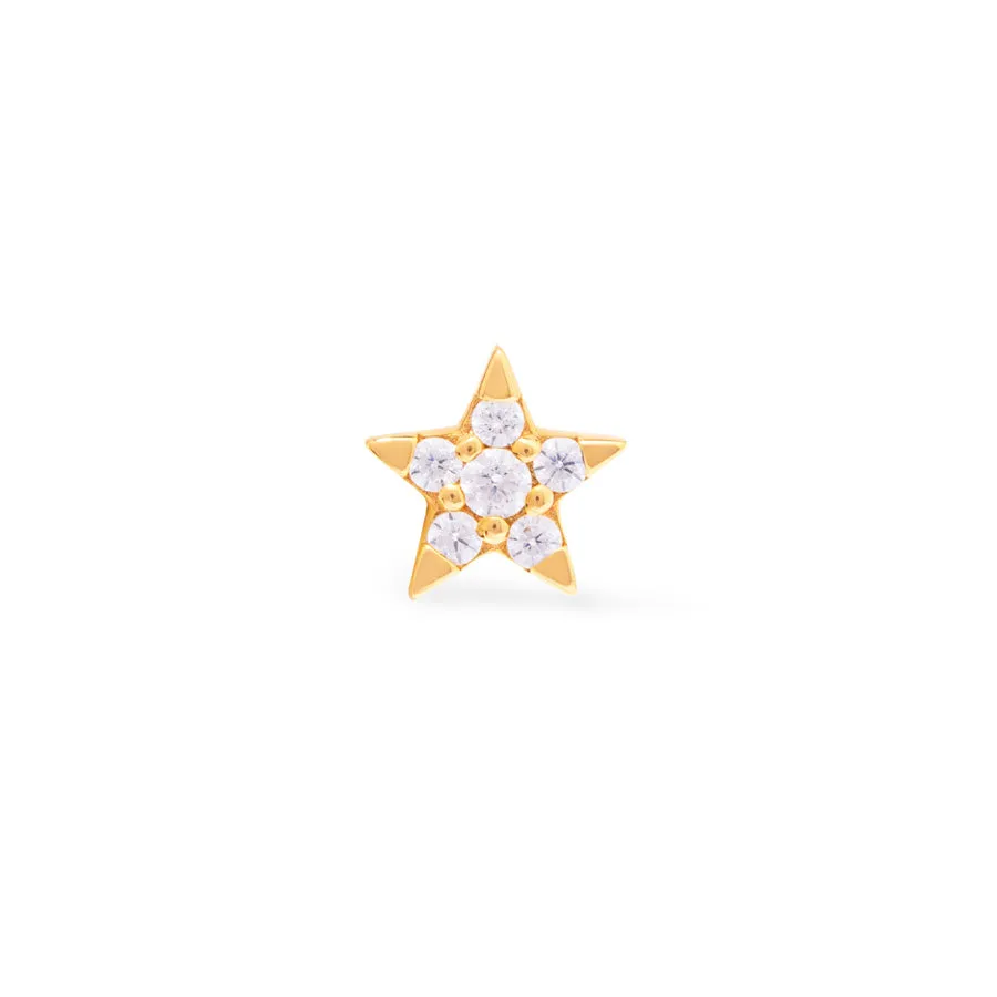 Star Diamante 14K Solid Gold Front Earring Stud sold by Wanderlust and Co product image thumbnail 4
