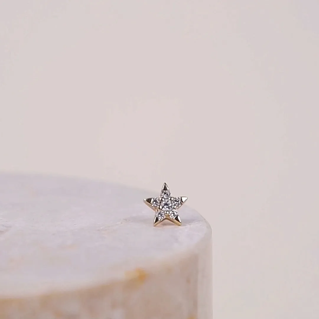 Star Diamante 14K Solid Gold Front Earring Stud sold by Wanderlust and Co product image thumbnail 3