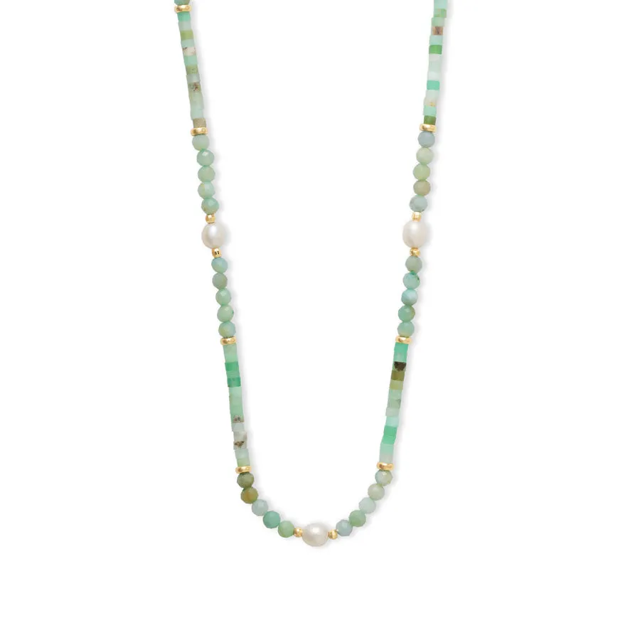 Amazonite Jade & Pearl Gold Necklace sold by Wanderlust and Co product image thumbnail 5