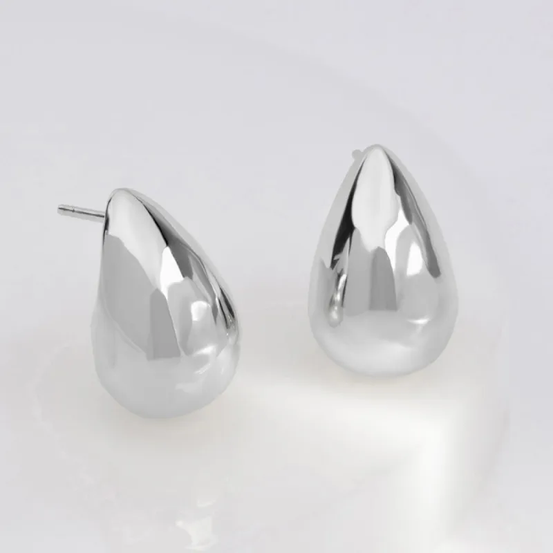 Teardrop Classic  Silver 20mm Stud Earrings sold by Wanderlust and Co