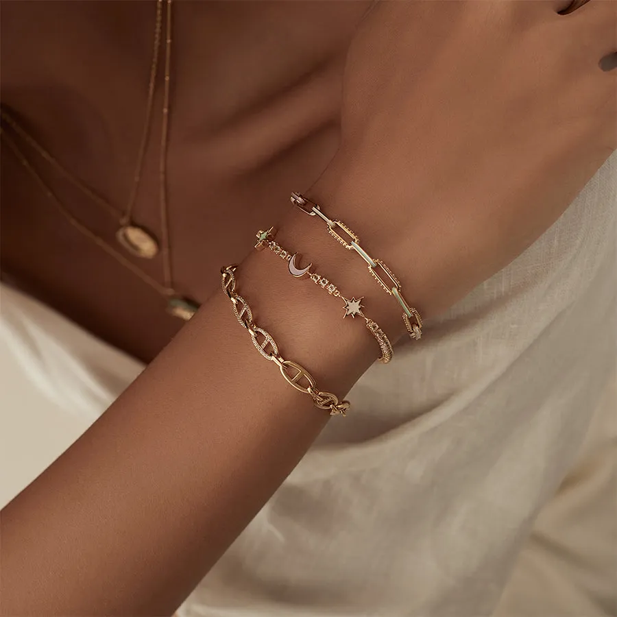 Enamel Charm Pave 14K Gold Vermeil Tennis Bracelet sold by Wanderlust and Co product image thumbnail 2