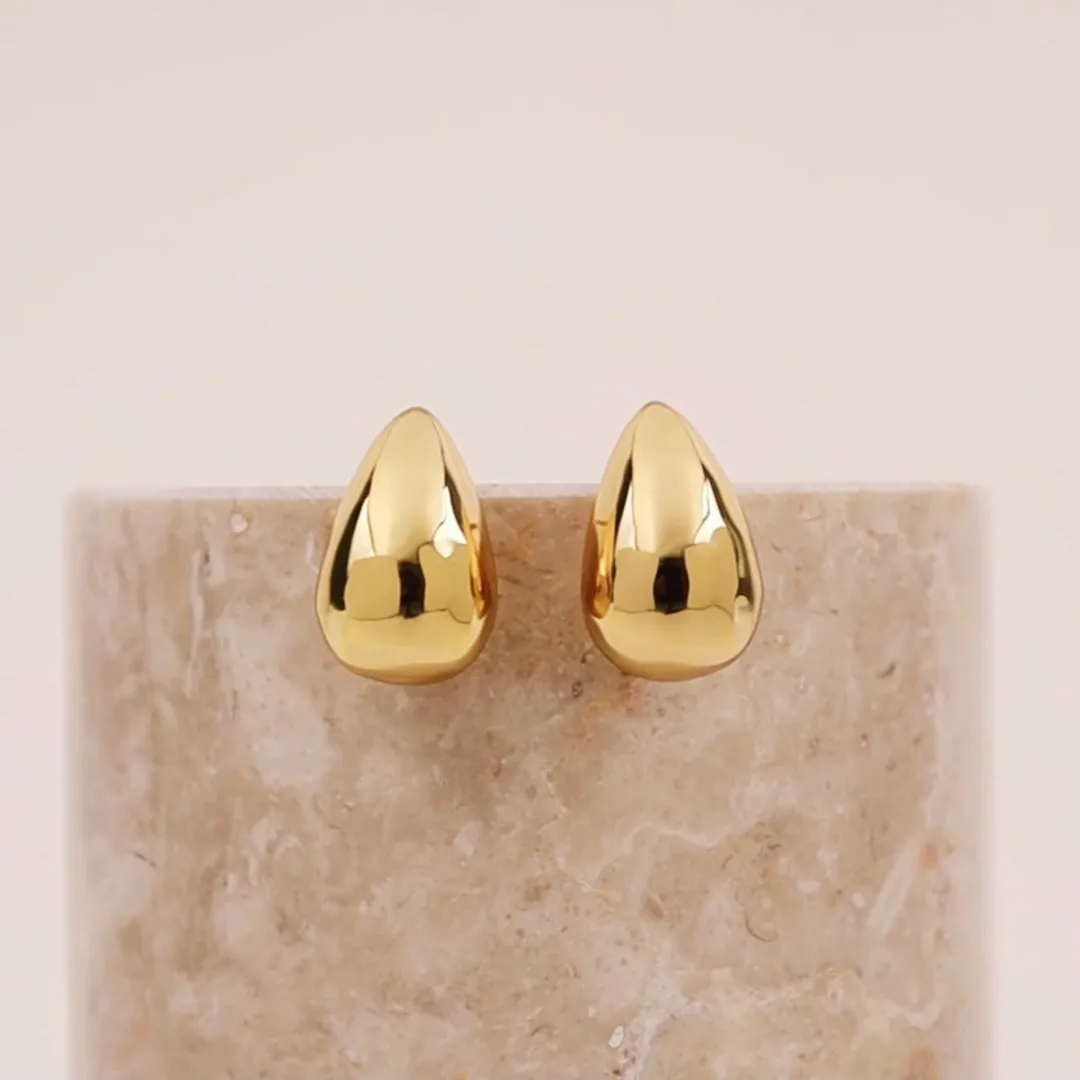 Teardrop Classic Gold 20mm Stud Earrings sold by Wanderlust and Co product image thumbnail 3