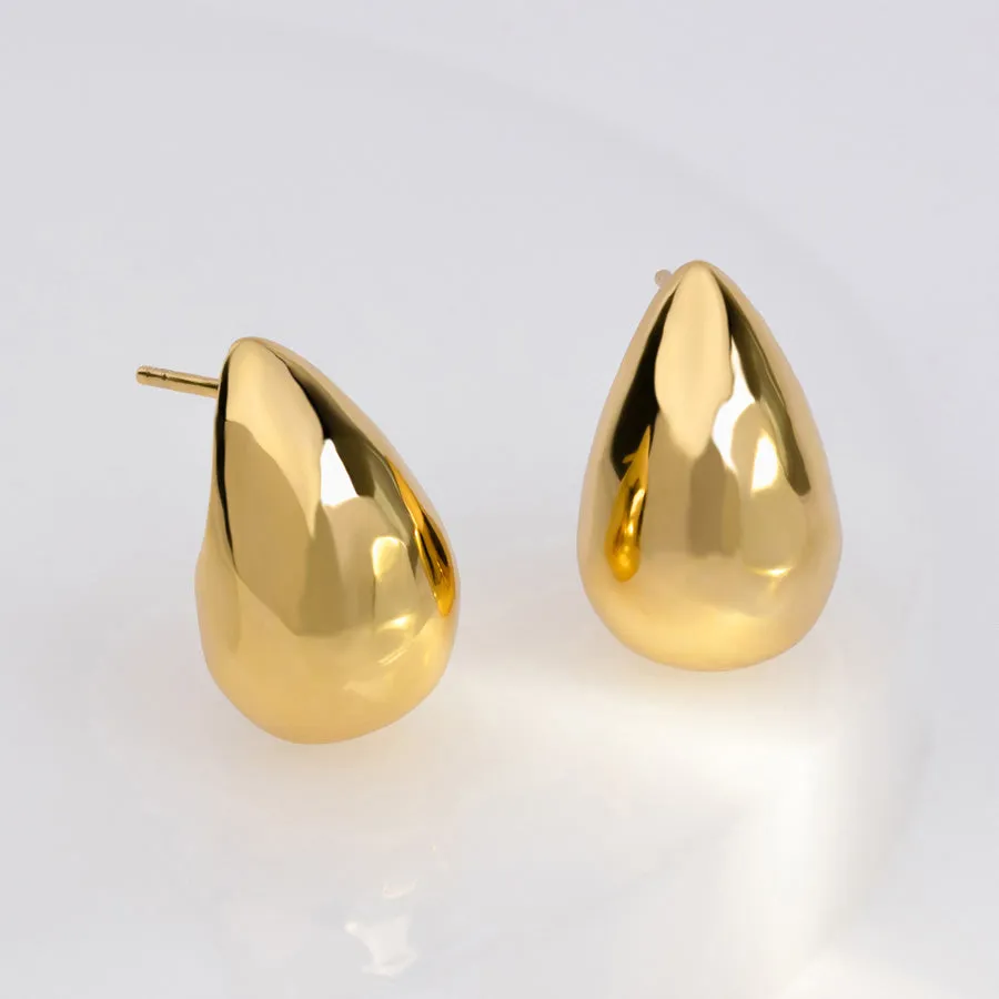Teardrop Classic Gold 20mm Stud Earrings sold by Wanderlust and Co