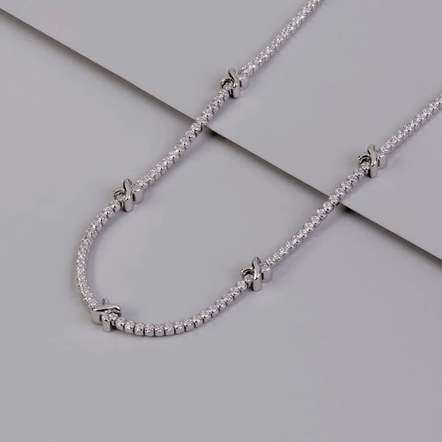 Pave 925 Sterling Silver Petite Tennis Necklace sold by Wanderlust and Co