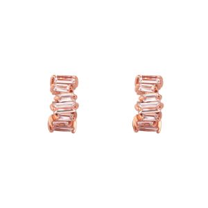 Jagged Baguette Rose Gold 8mm Baby Huggie Earrings sold by Wanderlust and Co
