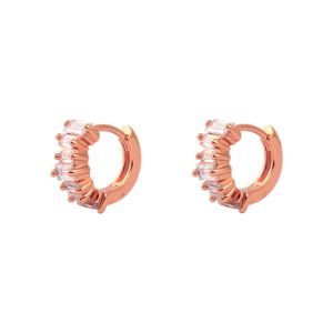 Jagged Baguette Rose Gold 8mm Baby Huggie Earrings sold by Wanderlust and Co
