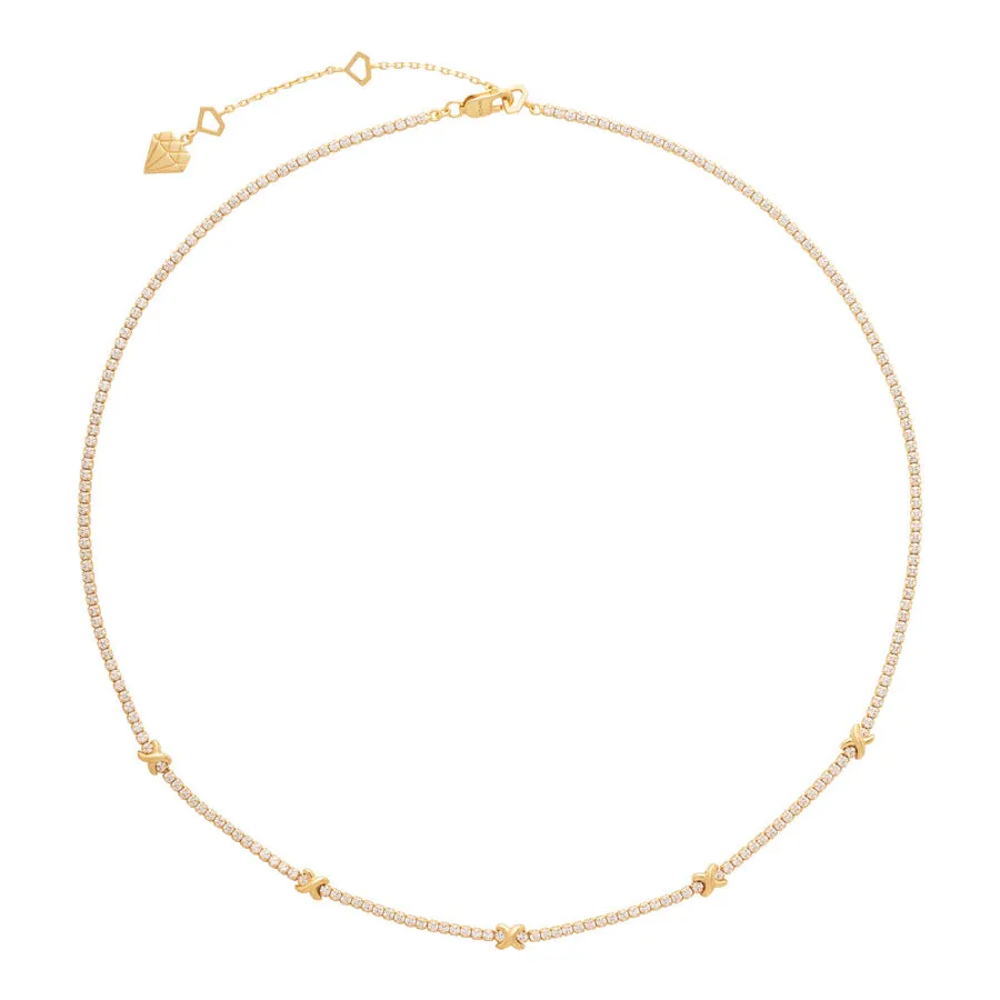 Pave 14K Gold Vermeil Petite Tennis Necklace sold by Wanderlust and Co product image thumbnail 4