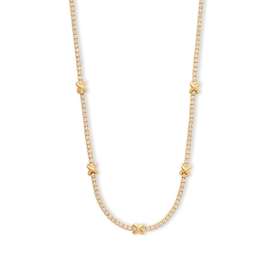Pave 14K Gold Vermeil Petite Tennis Necklace sold by Wanderlust and Co product image thumbnail 5