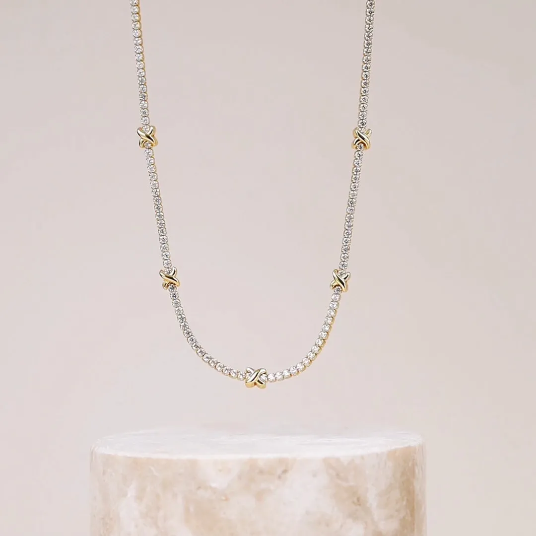Pave 14K Gold Vermeil Petite Tennis Necklace sold by Wanderlust and Co product image thumbnail 3